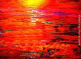 2011 Crimson and Gold Sunset painting